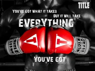 A picture of someone wearing boxing gloves with the words " you 've got everything, but it will take everything ".